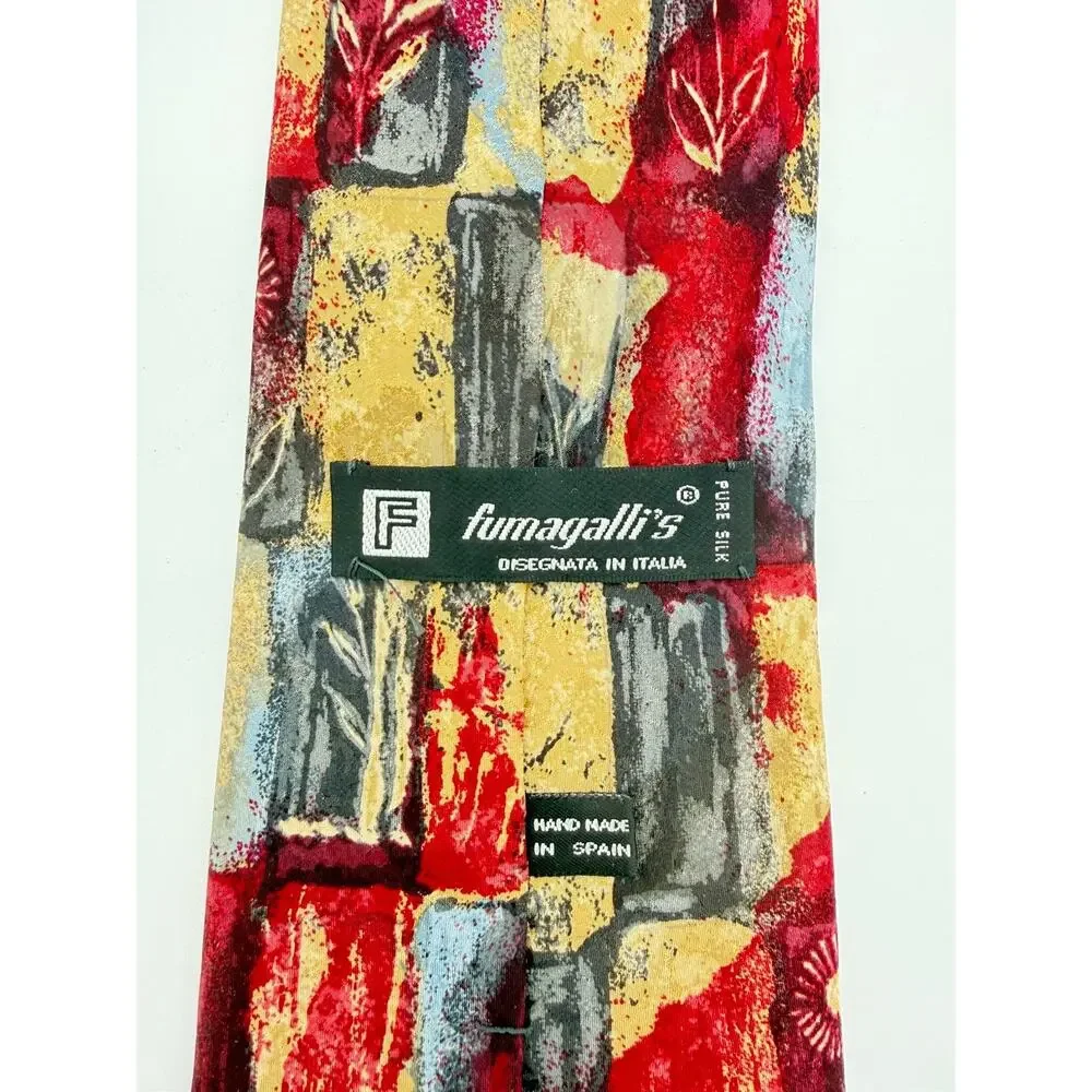 Fumagalli’s Rare 100% Silk Abstract Geometric Neck Tie Made in Spain & Italy